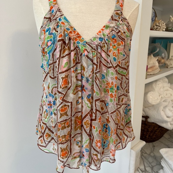 Gorgeous diane von furstenberg Summer Silk Top/Cardigan set Size 10 Or M - Picture 2 of 6